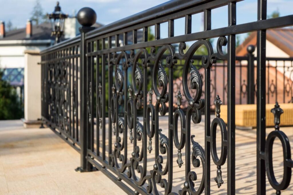 Metal decorative fence panels outside a home near Nicholasville, KY