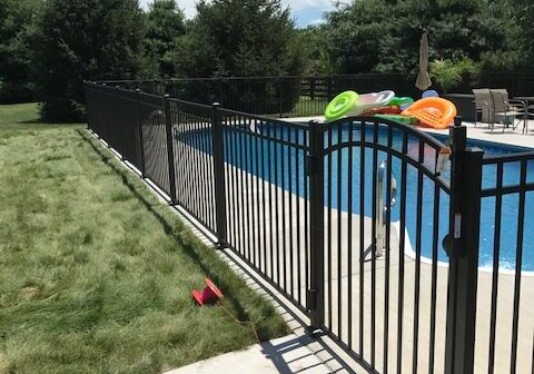 Pool with Trex Composite Privacy Fencing and Pool with Ornamental Metal Fencing near Nicholasville, Kentucky (KY)